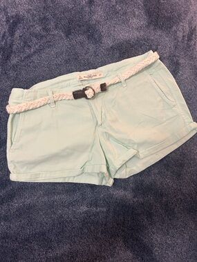 Abercrombie & Fitch Mint Green Women's Braided-Belt Shorts